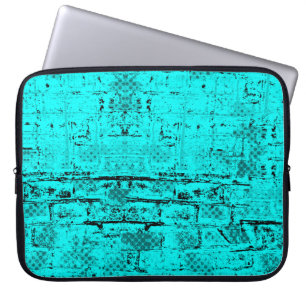 Sömlös färg grunge-turkos. Halftone inslag Laptop Fodral