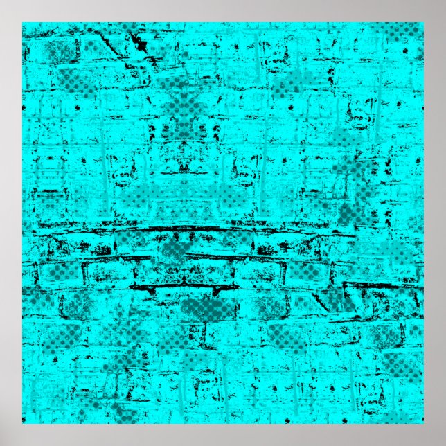 Sömlös färg grunge-turkos. Halftone inslag Poster (Framsidan)