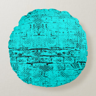 Sömlös färg grunge turkos. Halftone inslag Rund Kudde