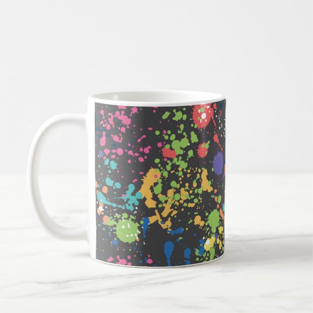 Sömlös färgad grunge mönster med vattenfärg sp kaffemugg (Vänster)