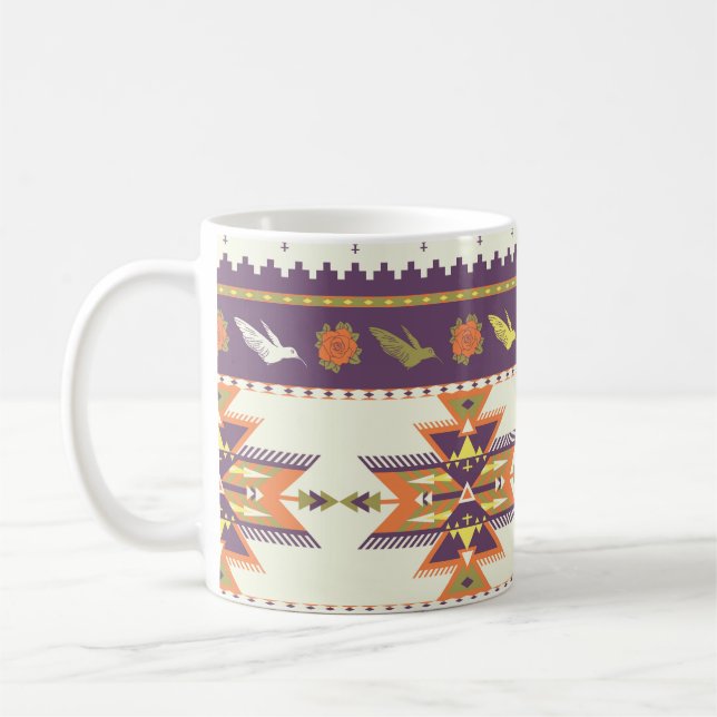 Sömlös, färglös aztec mönster kaffemugg (Vänster)