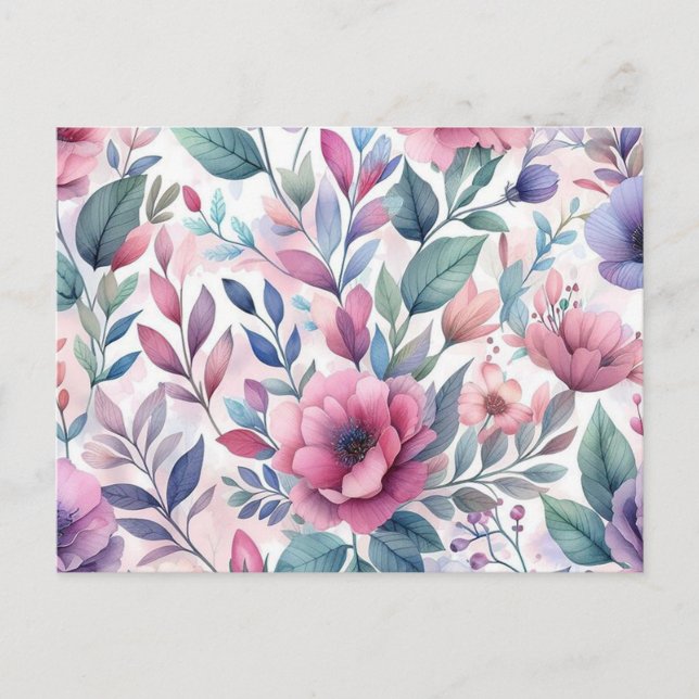Sömlös färglös blomma mönster helg vykort (Framsida)
