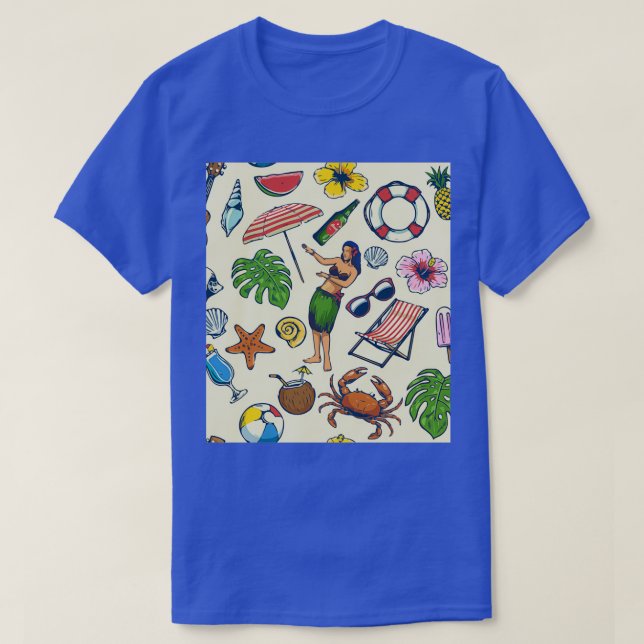 Sömlös, färglös sommar mönster t shirt (Design framsida)