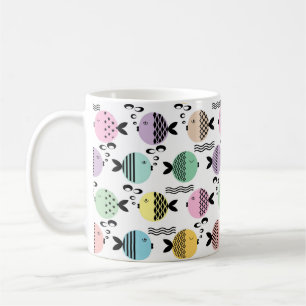Sömlös fisk abstrakt skandinavisk modern marin kaffemugg