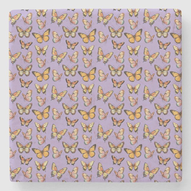 Sömlös fjäril Mönster. Monarch Butterfly Stenunderlägg (Framsidan)