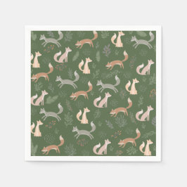 Sömlös Fox Winter Grenar och Löv Pappersservett