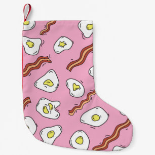 Sömlös frukost mönster med stekta ägg och baksida liten julstrumpa