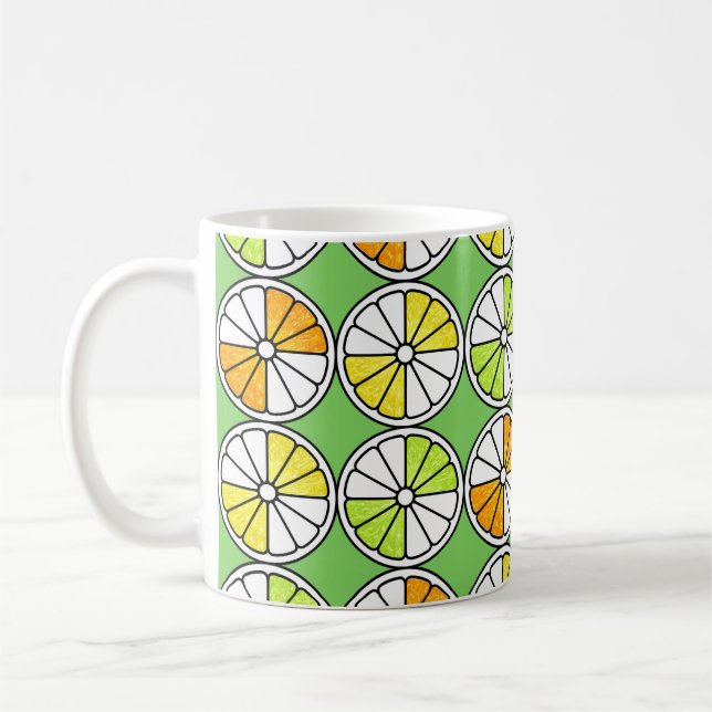 Sömlös frukt mönster. Målad illustration. Oran Kaffemugg (Vänster)