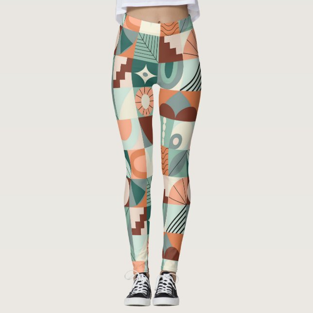 Sömlös geometri, abstrakt mosaic mönster. leggings (Framsida)