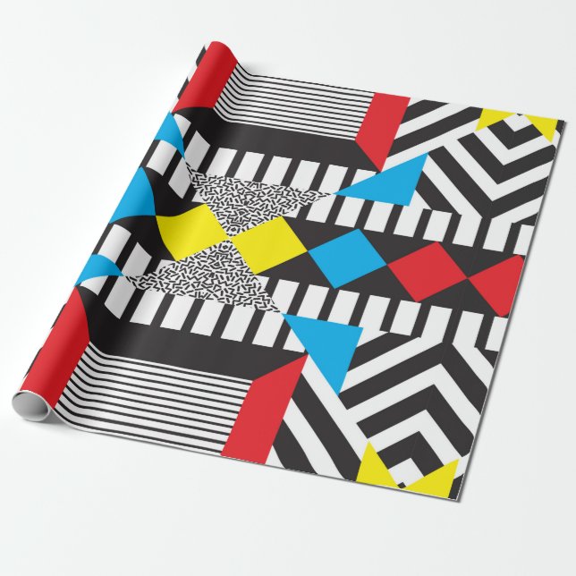 Sömlös geometrisk mönster i modern abstrakt presentpapper (Utrullad)