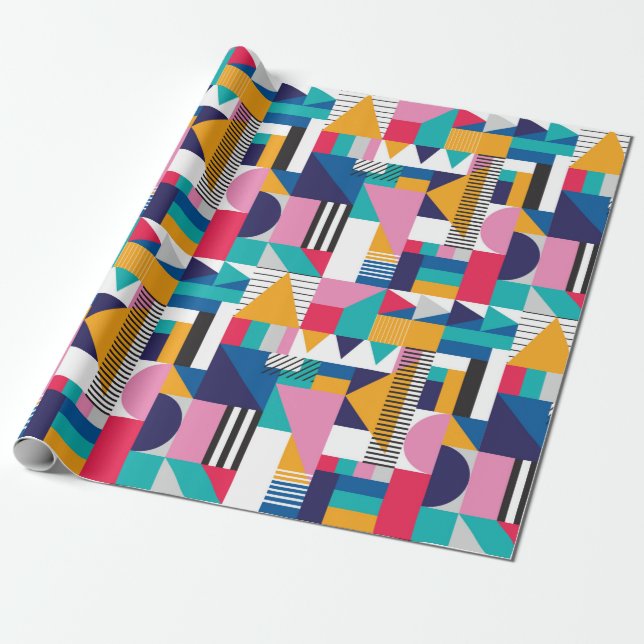 Sömlös geometrisk mönster i modern abstrakt presentpapper (Utrullad)
