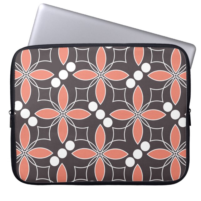 Sömlös geometrisk mönster med blommor. konst.  laptop fodral (Framsidan)