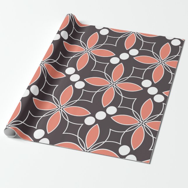 Sömlös geometrisk mönster med blommor. konst.  presentpapper (Utrullad)