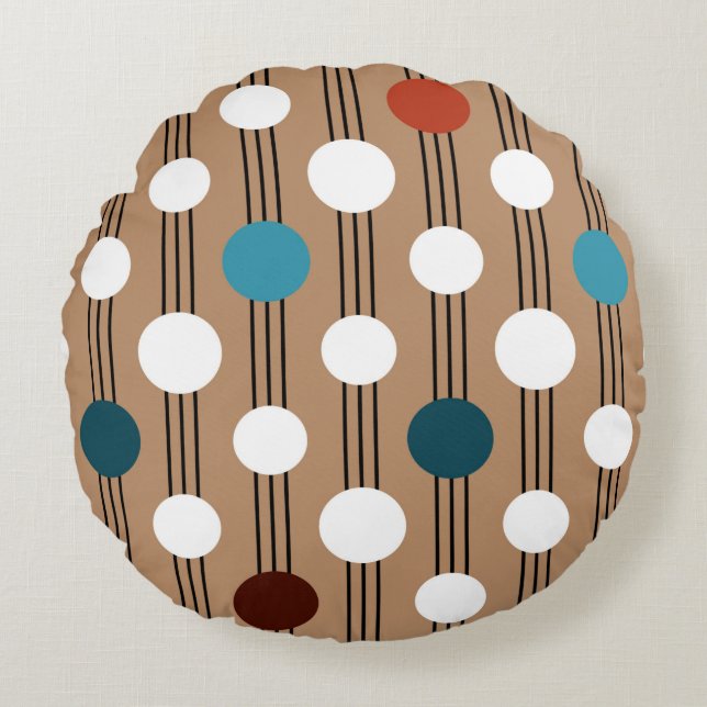 Sömlös geometrisk mönster med cirklar rund kudde (Framsidan)