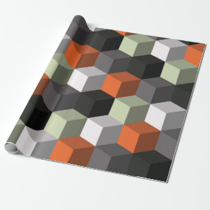 Sömlös geometrisk mönster med kuber och volym presentpapper