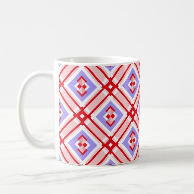 Sömlös geometrisk mönster med kvadrater kaffemugg (Vänster)