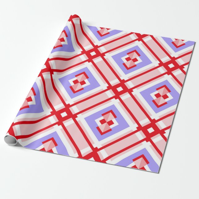 Sömlös geometrisk mönster med kvadrater presentpapper (Utrullad)