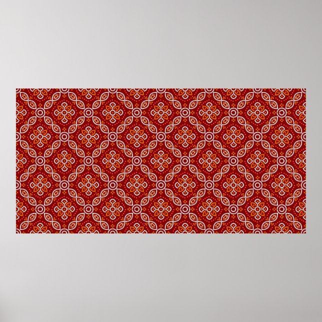 Sömlös geometrisk patoda bandhani mönster poster (Framsidan)