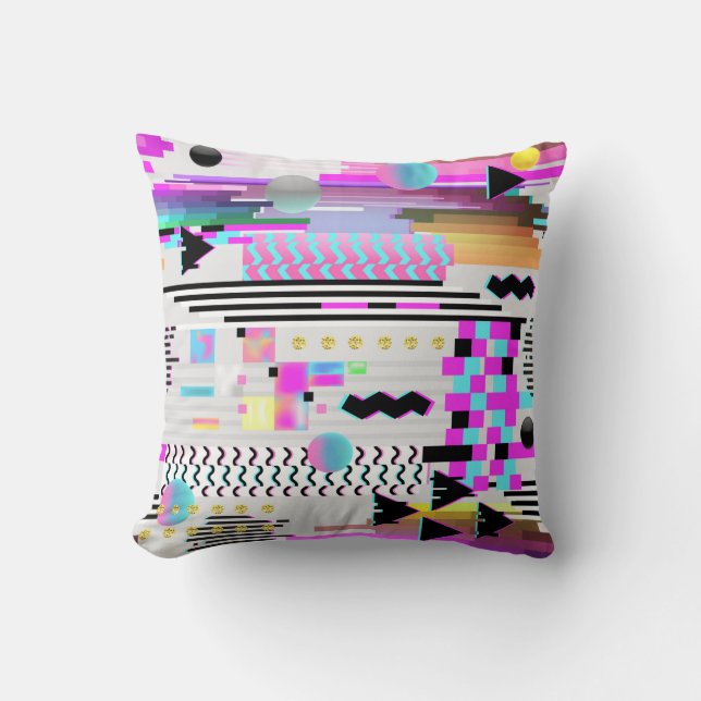Sömlös Glitch-design i Mönster. Cyberpunk Digital  Kudde (Framsida)