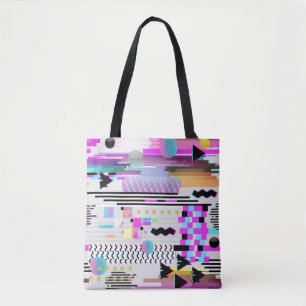 Sömlös Glitch-design i Mönster. Cyberpunk Digital Tygkasse