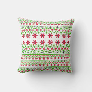 Sömlös God jul dekorerad snowflake Kudde