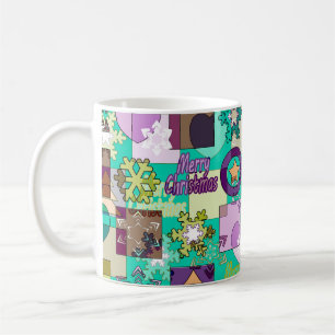 Sömlös God Jul Snöflinga mörkgrön färg Kaffemugg