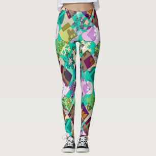Sömlös God jul Snowflake mörk grönt colo Leggings