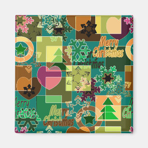 Sömlös God jul Snowflake mörk grönt colo Magnet