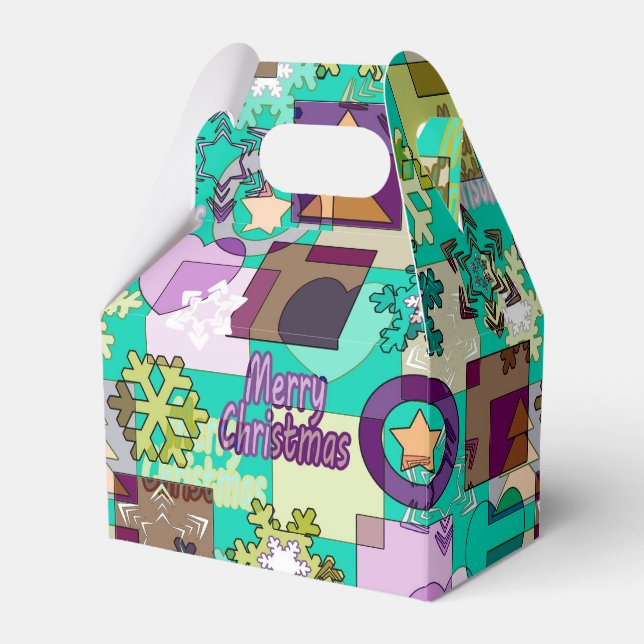 Sömlös God jul Snowflake mörk grönt colo Presentaskar (Framsidan Sidan)