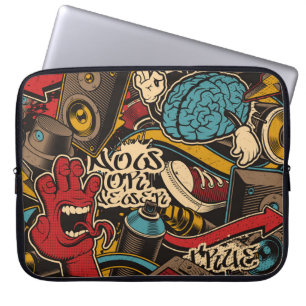 Sömlös Graffiti-bakgrund. Färglös sömlös pa Laptop Fodral
