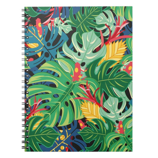 Sömlös grafik mönster med löv monstera och  anteckningsbok (Framsidan)