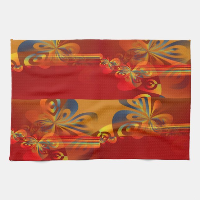 Sömlös grafisk design - röd orange I Kökshandduk (Horisontell)