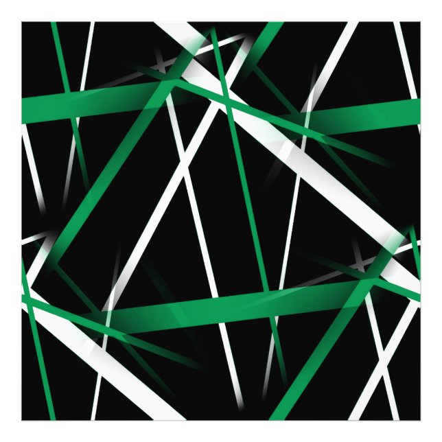 Sömlös Grönt av Abstrakt och vit Linjer på svart Fototryck (Framsidan)