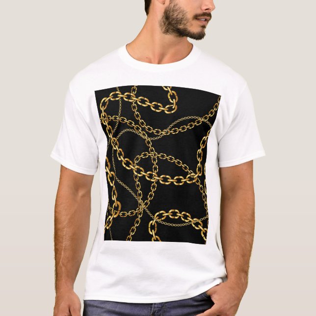 Sömlös guldkedja, elegant mönster. t shirt (Framsida)