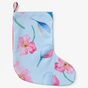 Sömlös hand plockade vattenfärg mönster med rosa p liten julstrumpa