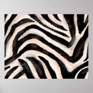 Sömlös hand teckning zebra struktur, djurtryck. poster