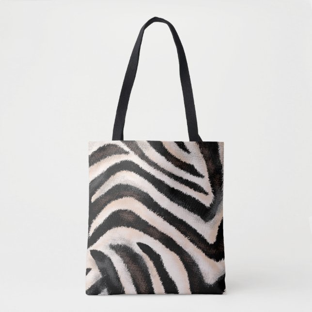 Sömlös hand teckning zebra struktur, djurtryck. tygkasse (Framsida)