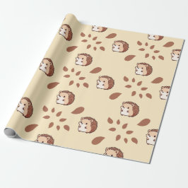 Sömlös Hedgehog Wrapping Papper för Mysigt höst Presentpapper