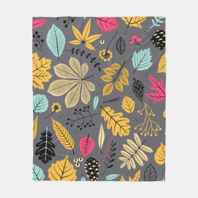 Sömlös höst mönster med löv, hösten löv bac fleecefilt (Framsidan)