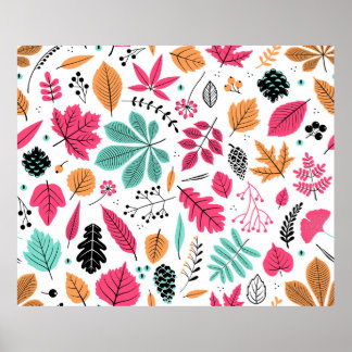 Sömlös höst mönster med löv, hösten löv bac poster