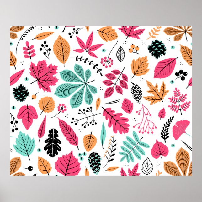Sömlös höst mönster med löv, hösten löv bac poster (Framsidan)