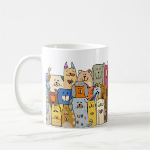 Sömlös hundfamilj, sömlös mönster, vintage il kaffemugg