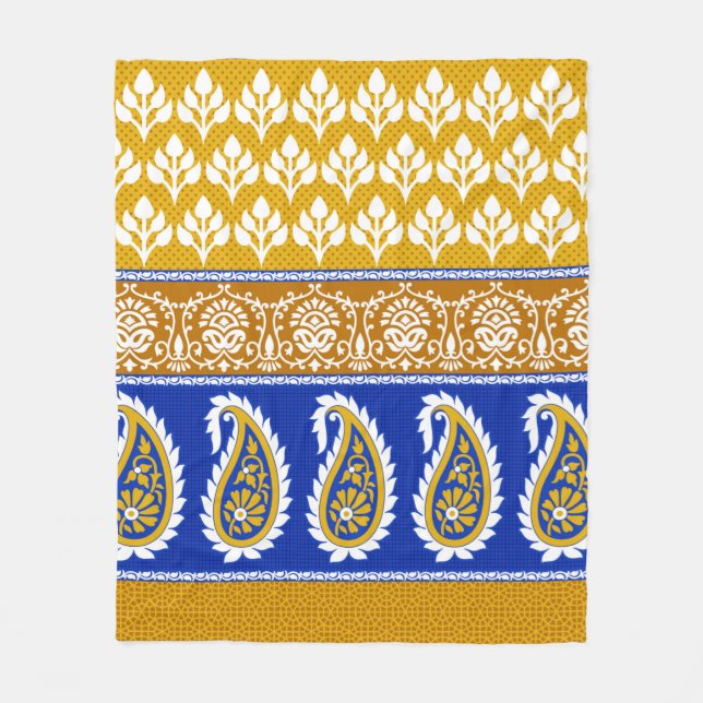 Sömlös indian paisley gräns fleecefilt (Framsidan)