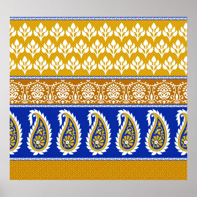 Sömlös indian paisley gräns poster (Framsidan)