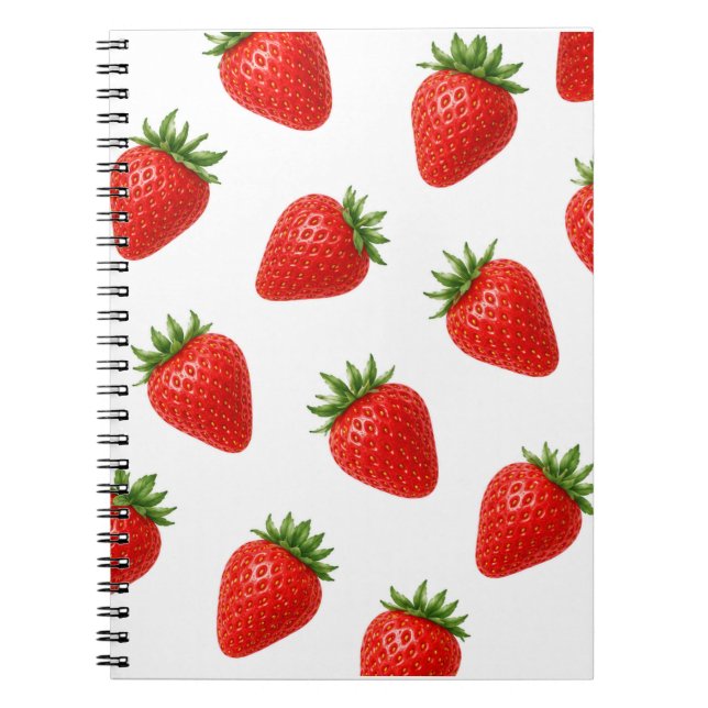 Sömlös jordgubbdesign Cute röda frukter  Anteckningsbok (Framsidan)