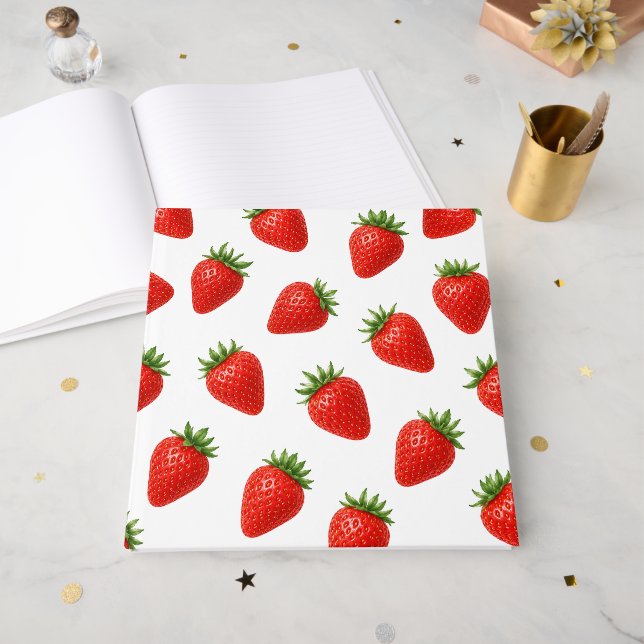 Sömlös jordgubbdesign Cute röda frukter  Gästböcker (Framsidan öppen)