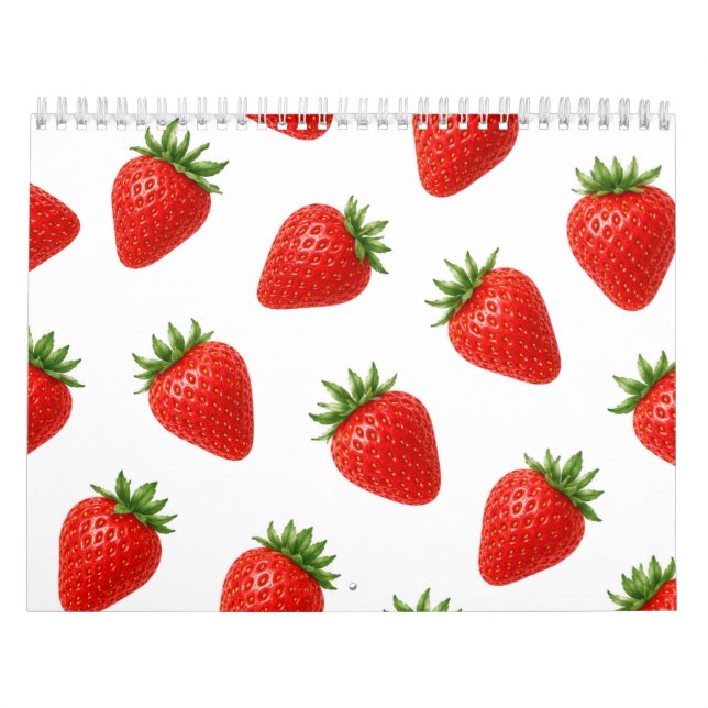 Sömlös jordgubbdesign Cute röda frukter  Kalender (Omslag)