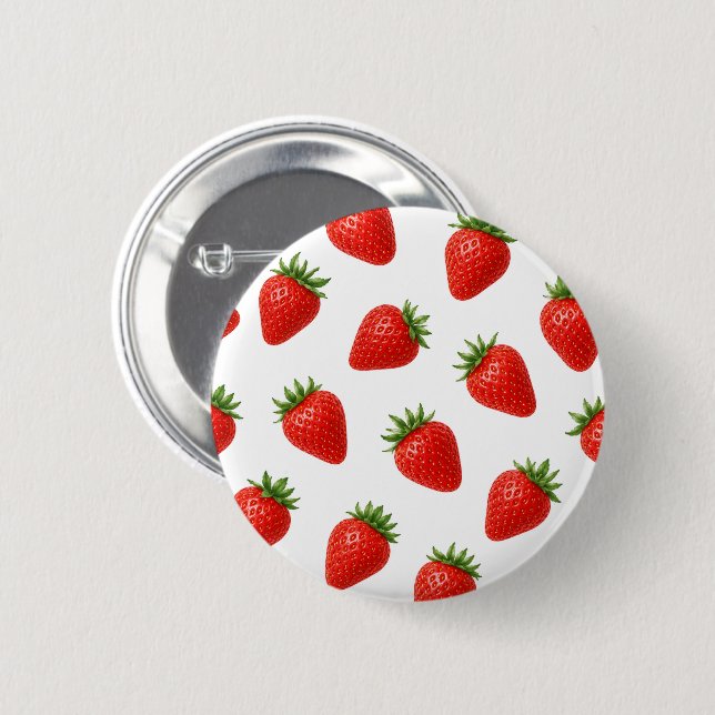 Sömlös jordgubbdesign Cute röda frukter  Knapp (Framsida & baksida)
