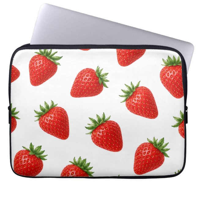 Sömlös jordgubbdesign Cute röda frukter  Laptop Fodral (Framsidan)