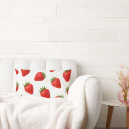 Sömlös jordgubbdesign Cute röda frukter Lumbarkudde
